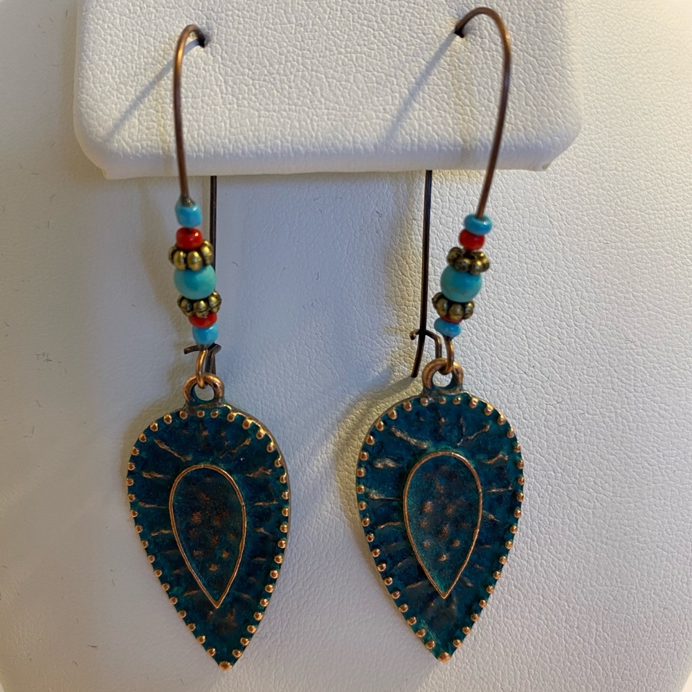 Earring retro leaf - Picture 3 of 5